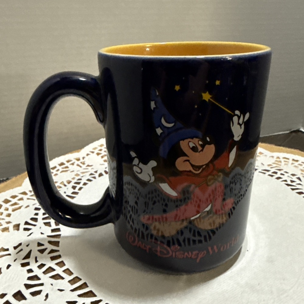 Disney Parks Fantasia Sorcerer Mickey Blue Yellow Coffee Mug Walt Disney World